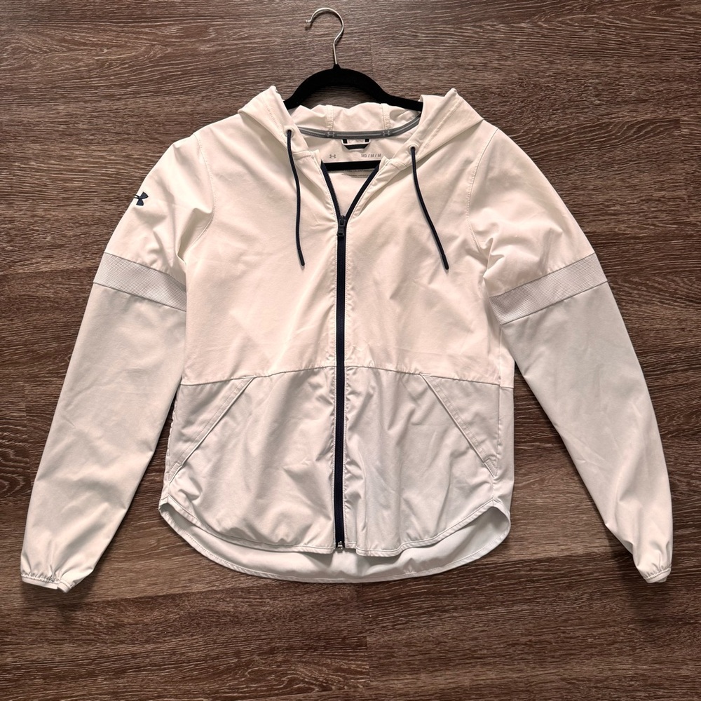 Under Armour Women's White and Grey Squad Warm Up Jacket